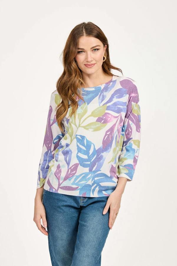Mudflower Leaf Print Light Knit Jumper
