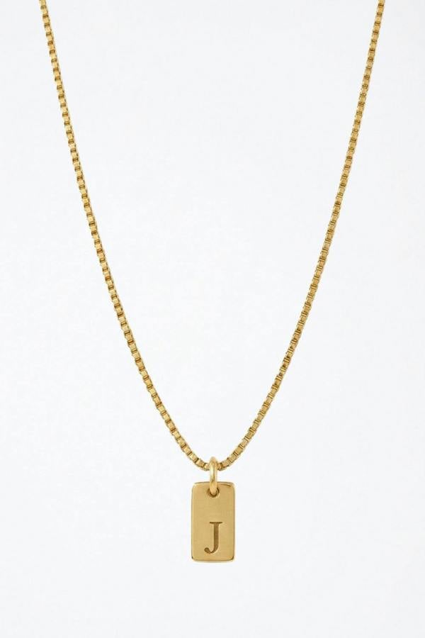Serla Initial Pendant Gold Plated Necklace Letter J