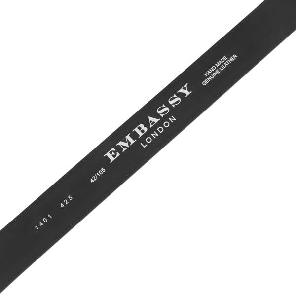 Embassy London James - Black - Men's Leather Belt with gunmetal hardware