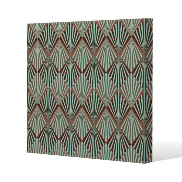 Benjamin Tate Design Green Geometric Rays Slim Style Canvas Print  40x40cm , 15mm Slim Real wood.