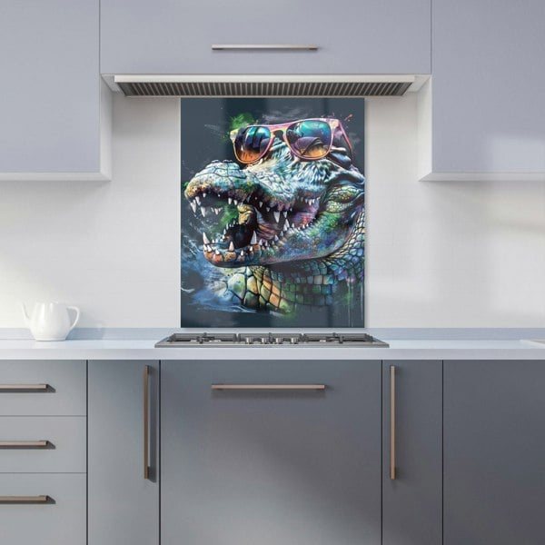 Warren Reed - Designer Crocodile In Glasses Splashart Kitchen Splashback