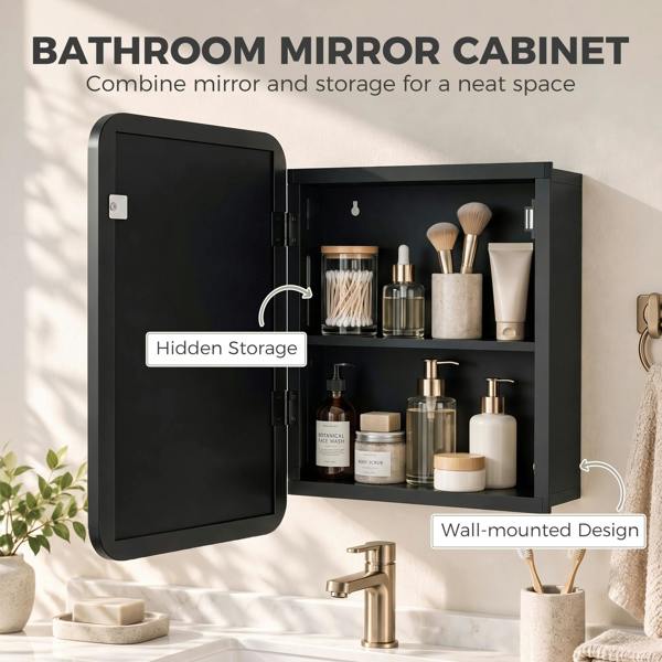 HOMCOM Bathroom Medicine Mirror Cabinet, Bathroom Wall Cabinet