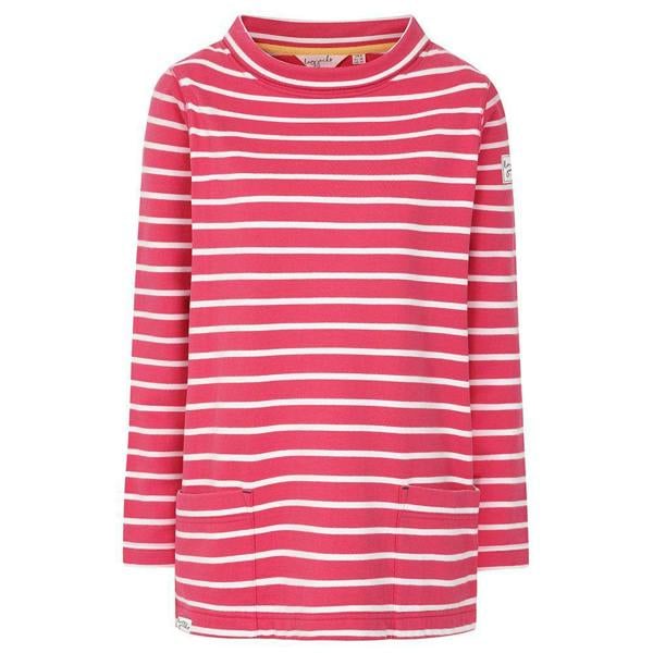 Lazy Jacks Women's Striped Roll Neck Sweatshirt - Cherry