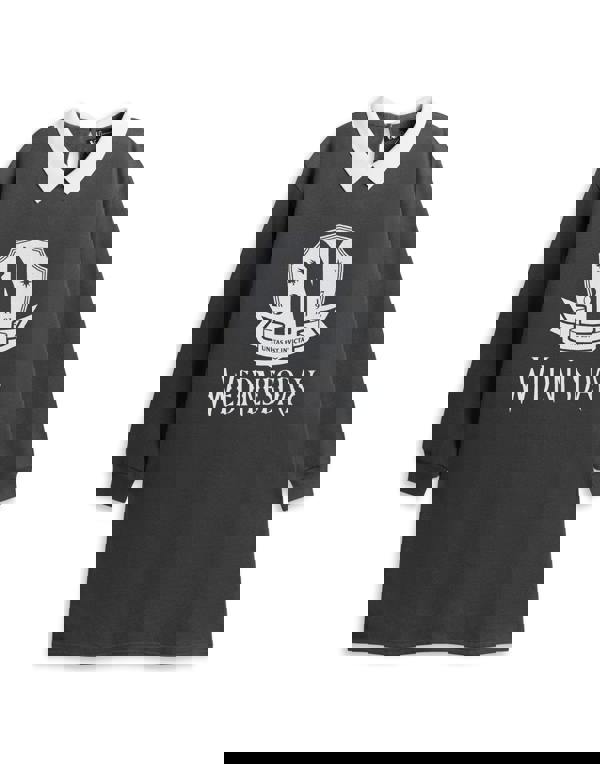 Wednesday Girls Black Unitas Est Invicta Sweatshirt Dress