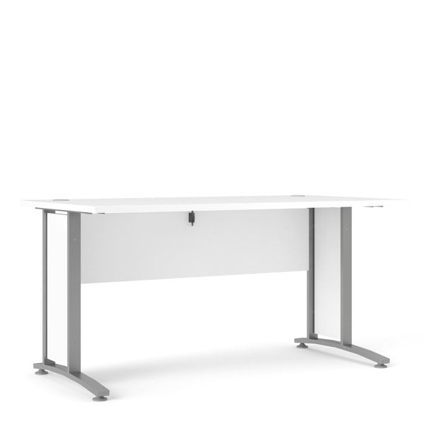 Furniture To Go Prima Desk 150 cm in White with Silver grey steel legs