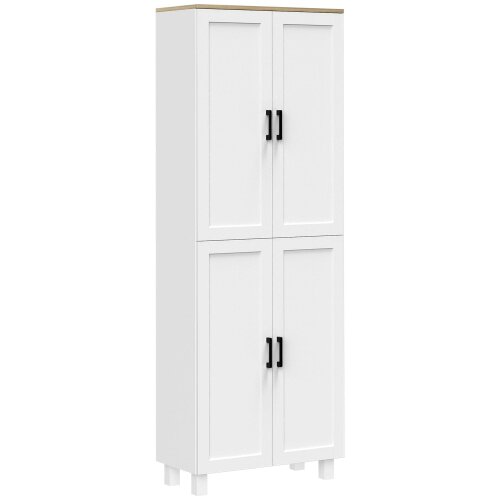 Wyld Haus Ludo 171cm Wooden White 4 Door Freestanding Kitchen Pantry Cabinet