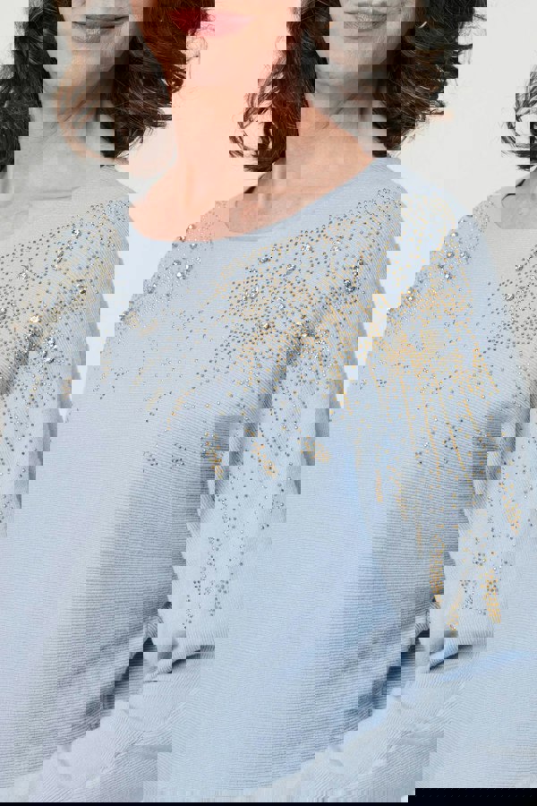 Blue | Sparkly Embellished Relaxed Jumper