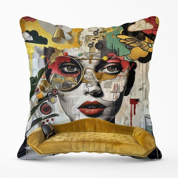 Warren Reed Abstract Face Behind Sofa Cushions