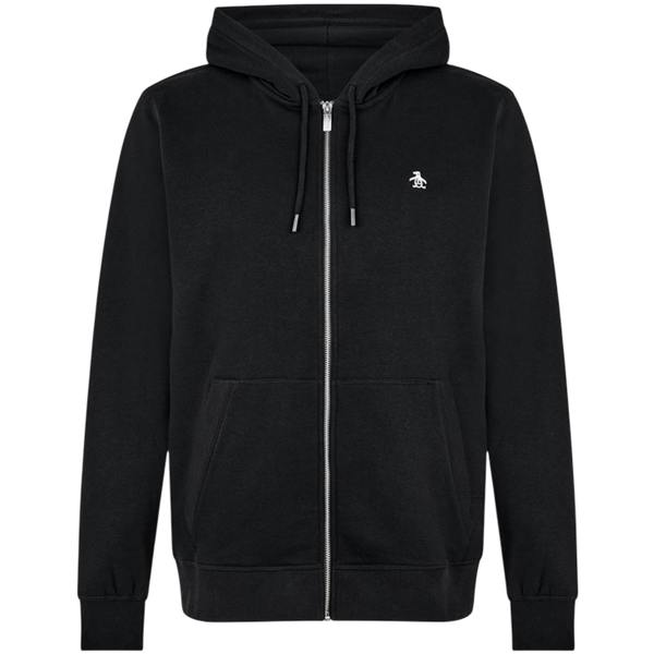 Original Penguin Mens Cotton Long-Sleeved Full Zip Hoodie - True Black - 