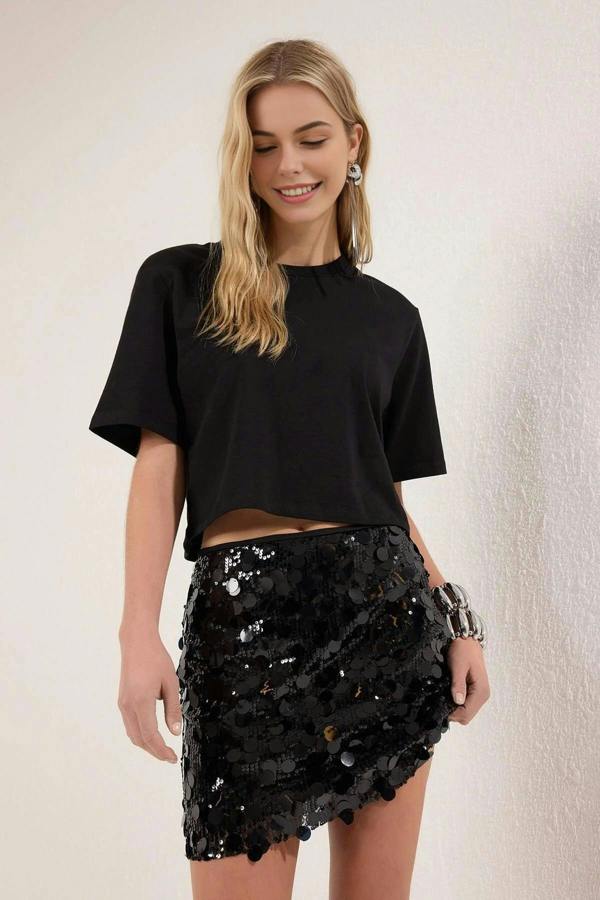 WOVCOR Glittery Sequin Chic Mini Skirt