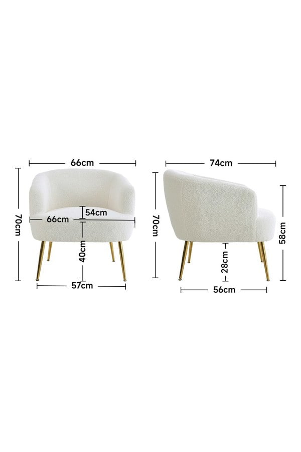Living and Home Teddy Fabric Armchair with Metal Legs