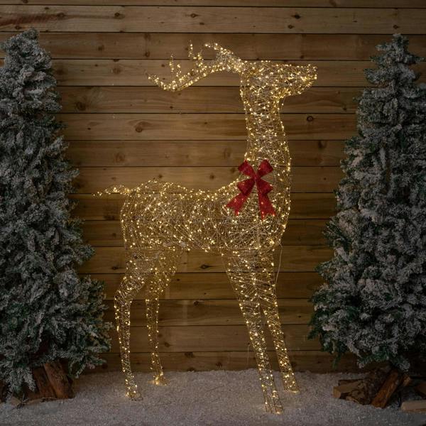 Samuel Alexander 2m Light up Gold Twist Standing Christmas Stag 1000 Warm White LEDs