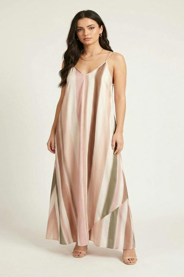 Naela Strappy Printed Maxi Dress - Pink