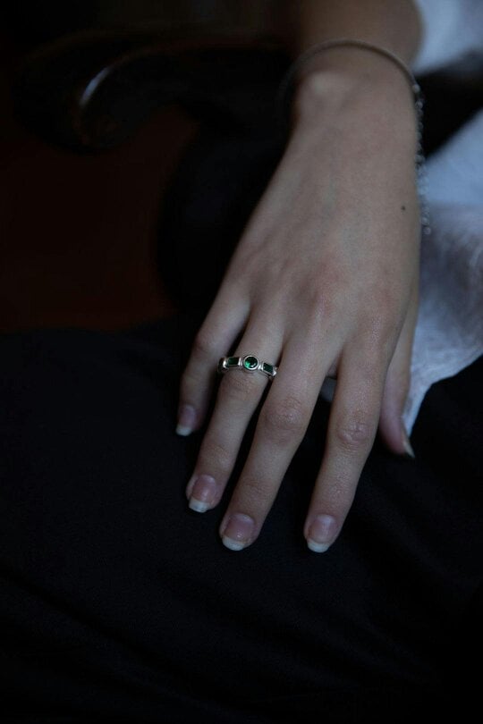 SVNX The 'Knox' Ring in Silver and Green