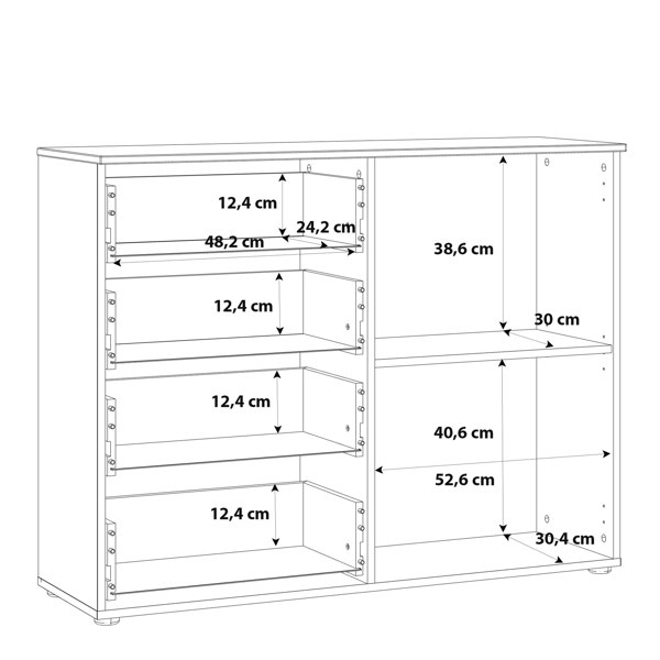 Furniture To Go Sienna 4 Chest of Drawers 1 Door in White/White High Gloss