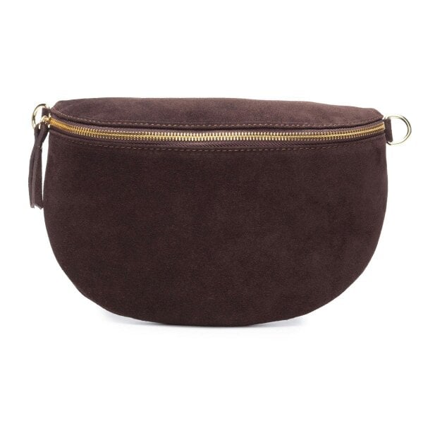 Elie Beaumont Suede Sling Bag - Chocolate Large
