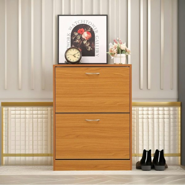 Rafaelo Mobilia 2 Drawer Shoe Storage Cabinet Pine