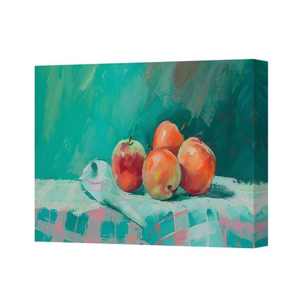 Benjamin Tate Design Canvas Art Print Apples Still Life Painting In Teal Tones