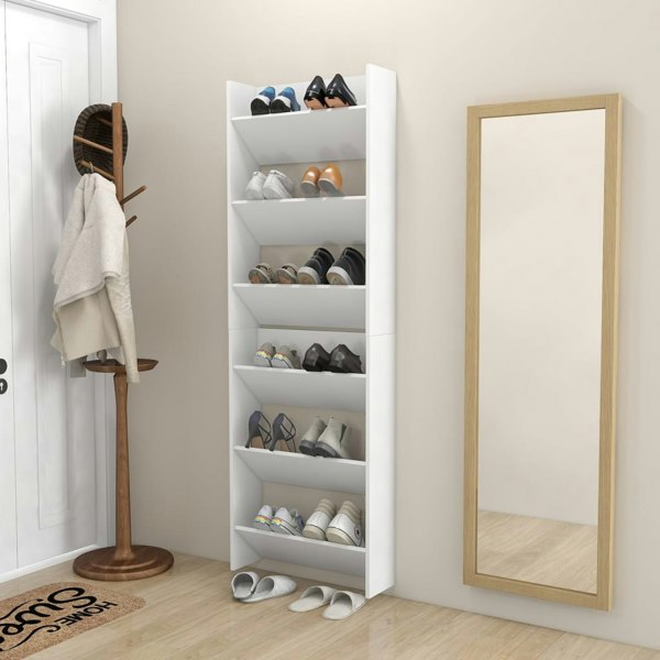 Berkfield Wall Shoe Cabinets 2 pcs  White 60x18x90 cm Engineered Wood