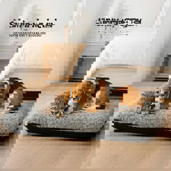 Skylos Pet Dog Bed for Calming Anti Anxiety Soft Plush Cushion Mat Washable