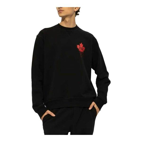 DSquared2 Unisex Adult Maple Leaf Cotton Long-Sleeved Sweatshirt - Classic Black/Red - 
