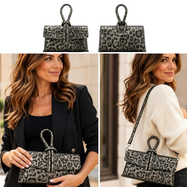 Love EMVY Italian Genuine Leather Knotted Loop Clutch & Shoulder Bag - Metallic Bronze