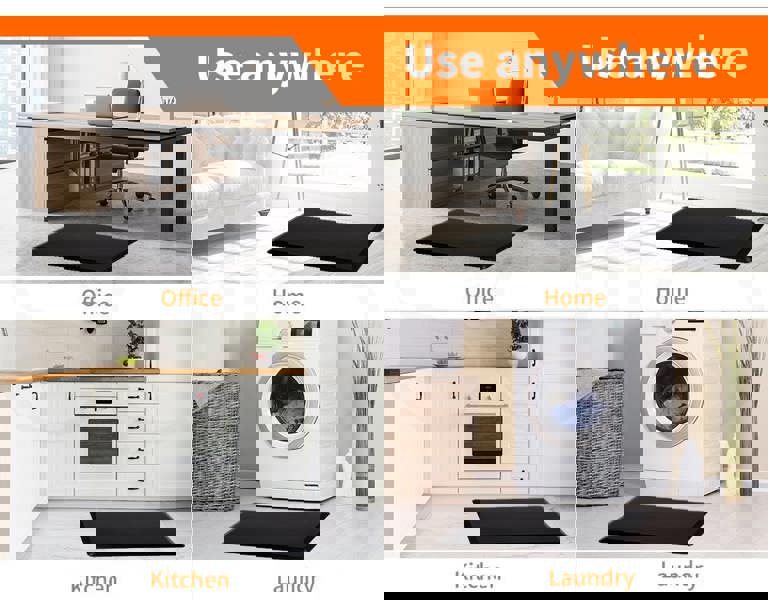 Marlow Anti Fatigue Mat Standing Desk Rug Kitchen Home Office Foam Black 50x80