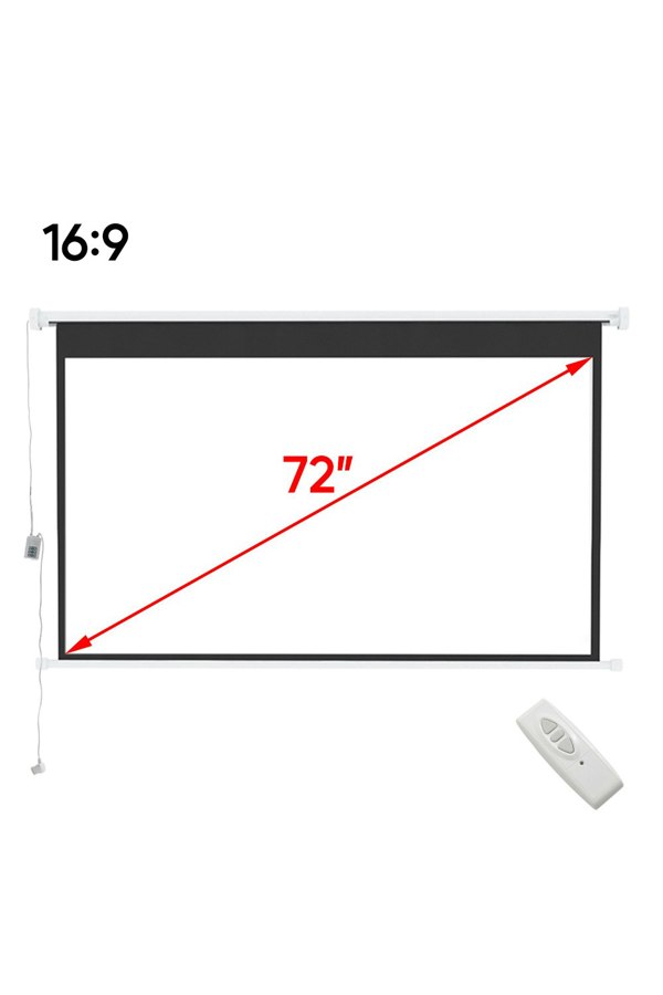 Living and Home 16:9 Electric Motorized Projector Screen with Remote, 72"