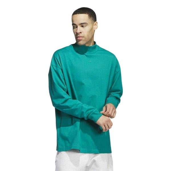 Adidas Mens Long-Sleeved Basketball T-Shirt - Green - 