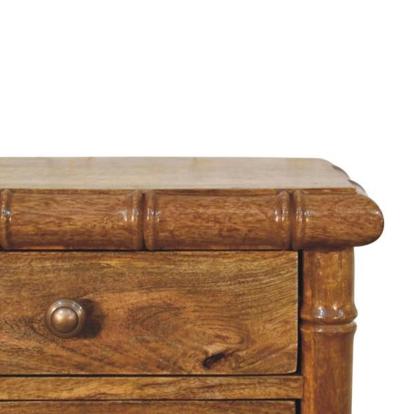 Artisan Furniture Solid Wood Bamboo Bedside in Amber Oak Finish, 2 Drawers, Brown