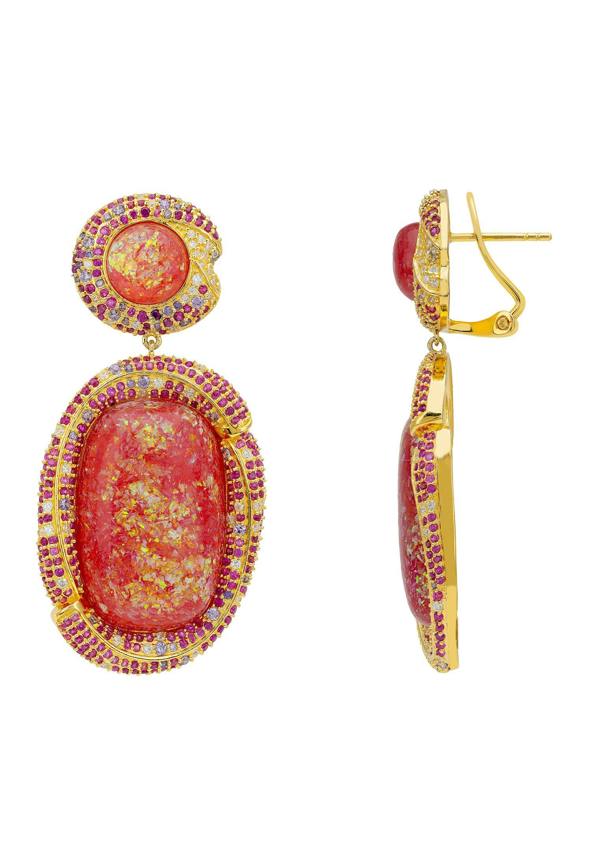 Latelita Fiorella Pink Opal Drop Earrings Gold