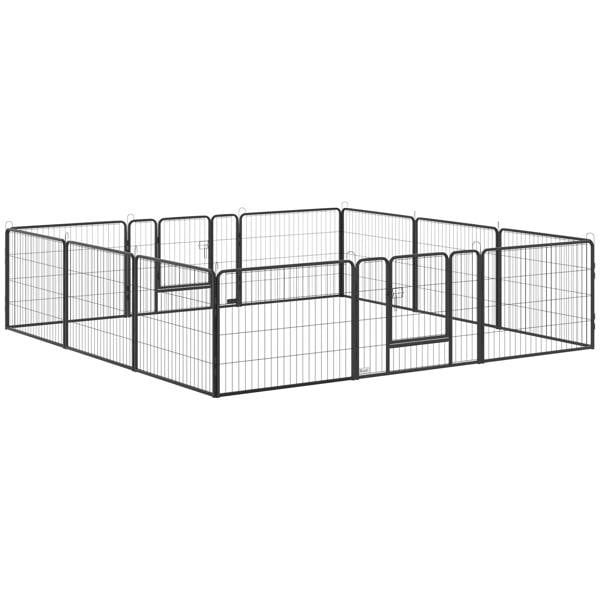 Silver wire 12-panel puppy playpen enclosure with arched top panels