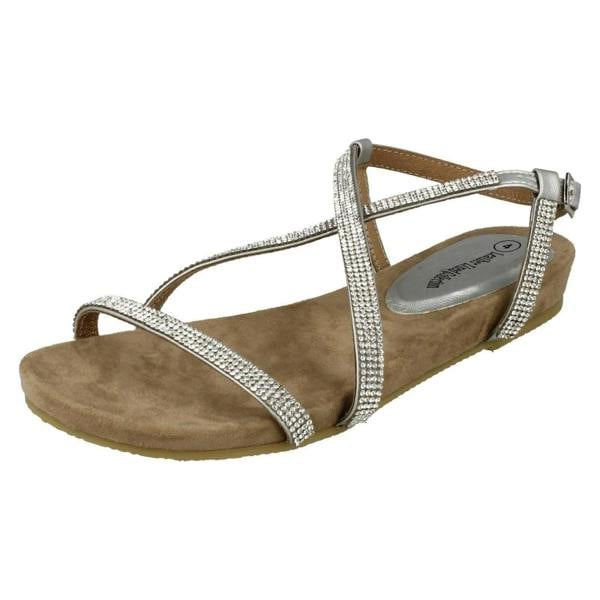 Leather Collection Ladies Leather Collection Diamante X Strap Sandals