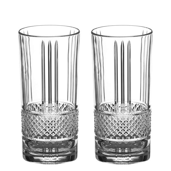 Diamante Ava Collection Crystal Hi Ball Glasses - Set of 2