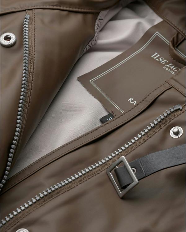 Ilse Jacobsen Rain Womens A - Line Rubberised Raincoat - Mud 206 | CHO | Designer Womens Rain Coats