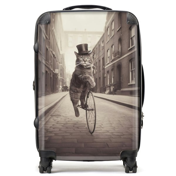 Warren Reed Victorian Cat Riding A Bike Suitcase