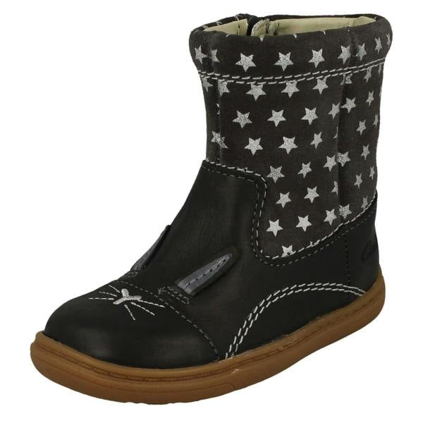 Clarks Girls Clarks Rabbit Detailed Mid Calf Boots Flash Ear