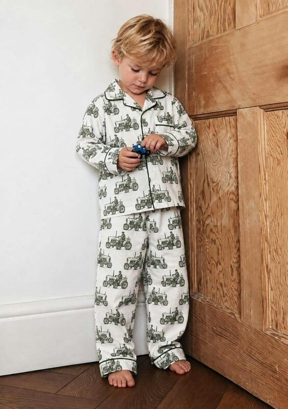 Soul Of Sita Kids Woodblock Print Tractor Pyjamas