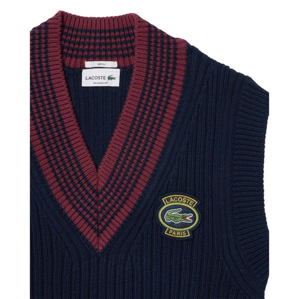 Lacoste Unisex Adult Badge Knitted Regular Sweater Vest - Navy - 