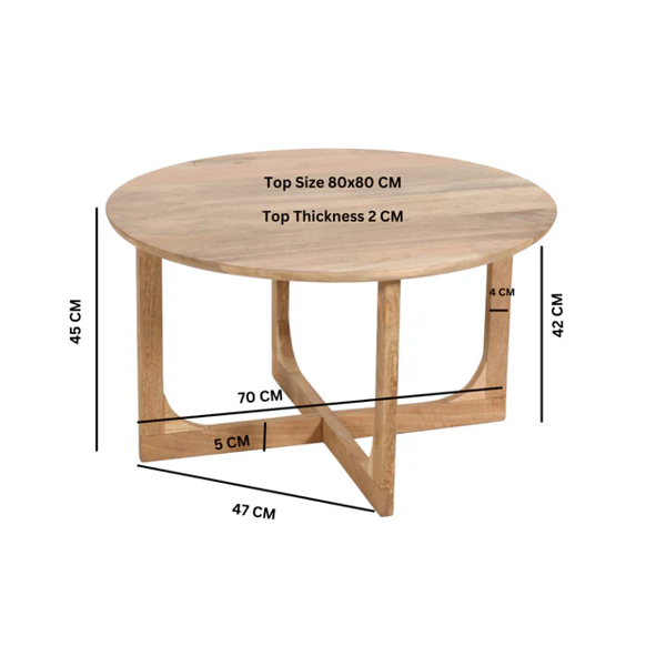 IH Design Monco Natural Mango Wood Round Coffee Table - Natural