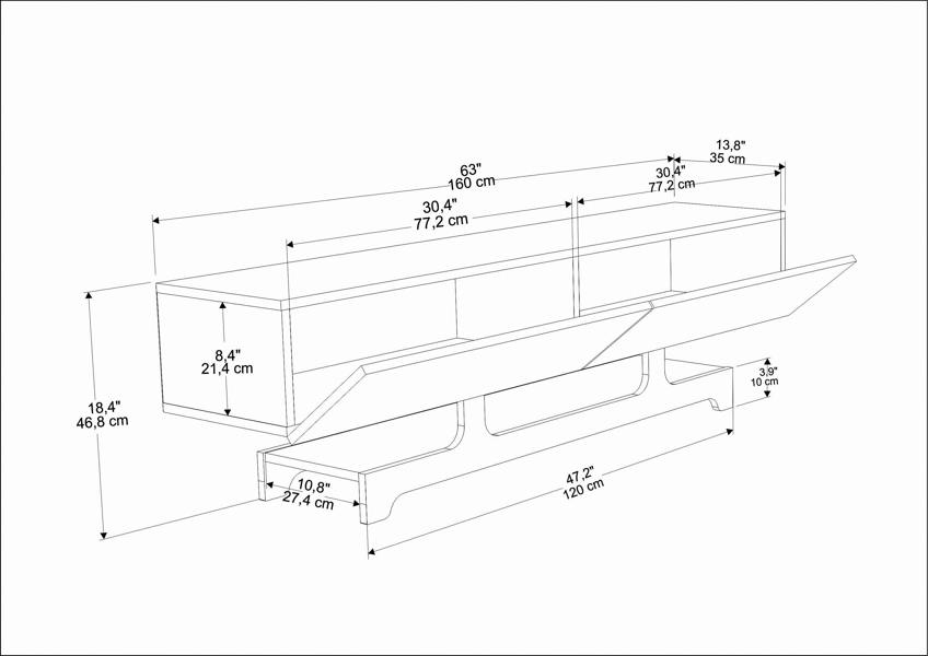 Decorotika Tera Modern TV Stand TV Cabinet for TV's up to 72"
