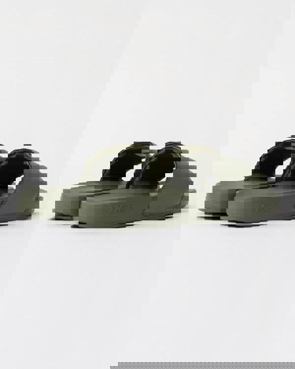 Lacoste Mens Serve Sliders - Khaki/White 255 - CHO - Designer Mens Sandals