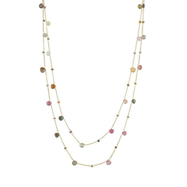 Spero London Sterling Silver Fine Tourmaline Double Layer Necklace