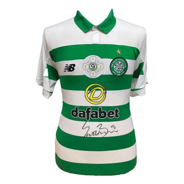 Unbranded Scott Brown signed Celtic 9 in a row commemorative shirt — Framed