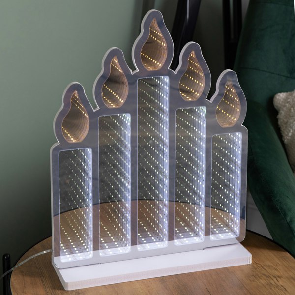 Samuel Alexander 40cm Light up Standing Candlebridge with Flickering Flame Christmas Infinity Mirror