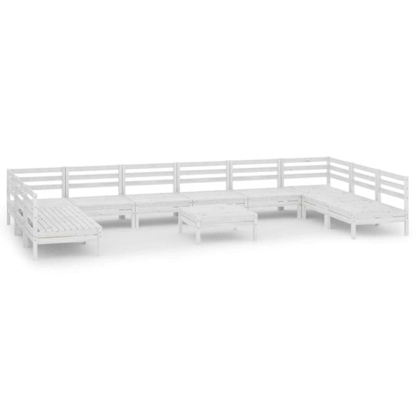 Berkfield 11 Piece Garden Lounge Set White Solid Wood Pine