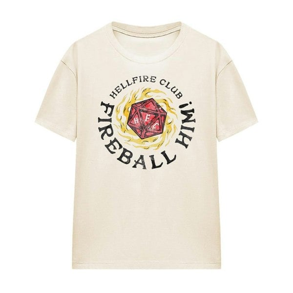 Stranger Things Womens Hellfire Club Fireball Him T-Shirt - Natural