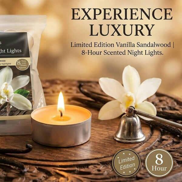 Baltus Vanilla & Sandalwood Scented Tealight Candles, Pack of 20