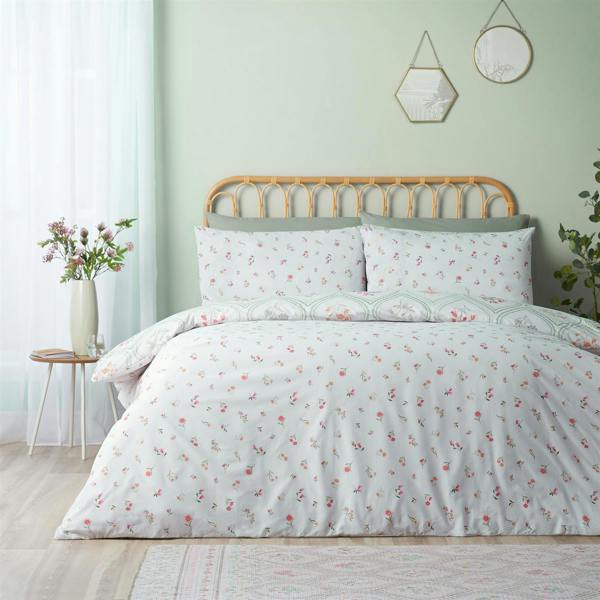 Cameo Floral Soft Green Duvet Cover Set