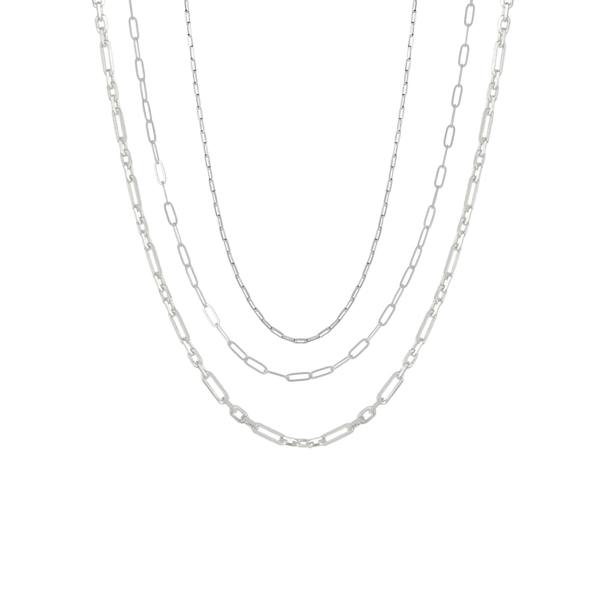 Spero London Paperclip Link Chain Sterling Silver Necklace Layering Set